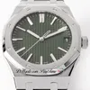 ZF 1551 50th Anniversary A4302 Automatic Mens Watch 41mm Ultra-thin 10 5mm Green Textured Dial Stick Stainless Steel Bracelet Supe239n