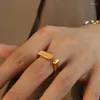 Wedding Rings Fashion Open Size Geometric Bar Shape Gold Ring Stainless Steel 18K Plated For Woman Female Jewelry