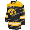 College Hockey draagt ​​NIK1 XFLSP 2022 College Custom Iowa Hawkeyes Hockey Jersey 12 William Ciannella 5 Benjamin Grote 11 William Jeffers 24 Greg Johnson