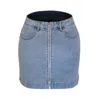 Skirts 2023 Women'S Denim Skirt Summer Korean Fashion Slim High Waist Elastic Straight Sexy Harajuku Vintage Zipper Mini Short