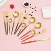 Dinnerware Sets Stainless Steel White Dots Steak Knife Tableware Dinner Fork Teaspoon Chopstick Mirror Polish