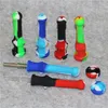 Smoking Silicone Nectar Pipe Kit with 14mm Domeless Titanium Nail Dab Straw Rig Silicon Bong Hand Pipe Oil Concentrate Smoke Pipes7200063