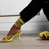 Sandaler som säljer damer Summer Sexig fyrkantig tå Cross-Strappy Stiletto High Heels Back Strap Party Shoes Stor storlek