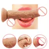 Brinquedos de vibrador Toys adultos enormes pênis Skin Silicone Borracha Gortamento G Orgasmo de masturbação feminino Anal com poderoso copo de sucção flertando LG5K