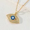 S3362 Mode sieraden Goud vergulde email Evil Eye Pendant ketting Hart Zonvlinderblauwe ogen Choker kettingen