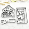 Baking Moulds Stainless Steel Gingerbread House 3d Cookie Mold Three-dimensional Creative Christmas