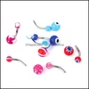 فنون الجسم 14G Acrylic Belly Barbells الجراحية من الفولاذ المقاوم للصدأ من الفولاذ المقاوم للصدأ مع ألوان متنوعة لمجوهرات ثقب Drop Deli DHU0R