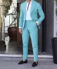 Мужские костюмы плюс размер 2 штуки Mint Green Mens Tuxedo Business Gentleman, адаптированная выпускная вечеринка, свадебные наборы Masculinas Blazer