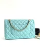 2024 Original Medium Lambskin Quilted Bag New Colors Women's Caviar Calfskin Double Flap Shoulder Bags Blue Crossbody Chain Purse Handbags with box Gold HW 12A