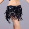 Stage Wear Women's Belly Dance Hip Scarf With Solid Color Glitter Sequin Tassel Waist Chain