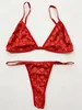 2023 Costume da bagno classico da donna con giacca a vento bikini a due pezzi Set da ricamo con lettere in pizzo sexy da donna rosso