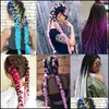 Hair Bulks 24 Inches Braiding Extensions Jumbo Crochet Braids Synthetic Style 100G/Pc Pure Blonde Pink Green Blue Drop Delivery Produ Dhzuw