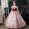 Girl Dresses The Red Children'S Show Host Dress Birthday Party Violin Piano Performance Little Model Princess Wind Spring And Summer