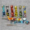 Water Printing DHL Smoke Nectar Pipe with Titanium quartz Tip Dab Straw Oil Rigs Silicone hand pipe smoking accessories ash catcher