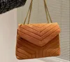 Designer Loulou Bag stor axelguldkedjekopplingar Purses äkta kalvskinn läder grosgrain lyxmeddelande handväskor plånbok crossbody