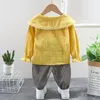 Ensembles de vêtements printemps automne bébé fille vêtements enfants mignon mode coton gilet chemise pantalon 3 pièces/ensemble enfant en bas âge costume décontracté enfants survêtement