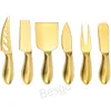 Edelstahl Buttermesser Gold Käse Gabel Pizza Kuchen Dessert Cut Messer Home Restaurant Küche Creme Schaufel Spachtel BH8105 TQQ