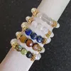 Bröllopsringar High-Fashion Multi Color Natural Stone For Women All Handmade Elastic Rope Chain Pearls Moonstone Pärled