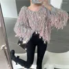 Women's Sweaters Women Knitted Tassels Sweater Fringed Pullover Bright Silk Autumn Winter O-Neck Loose Woven Faux Crocheted Crop