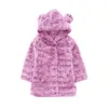 Giacche Bambini Ragazze Cappotto in pelliccia sintetica Autunno Inverno Capispalla caldo Capispalla grande lungo imbottito con cappuccio 2022 Abbigliamento