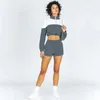 Women's Tracksuits Womens Patchwork 2 Piece Set Summmer Autumn Oversized Sweatshirt Sporting Shorts Sweat Two Outfit Sets