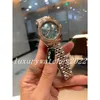 Luxuoso Relógio Feminino Datejust 31mm Azul Pérola Automático Mecânico Dois Tons Aço 2813 Movimento Diamante Moldura Vidro Safira Relógios de Pulso Femininos