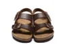 Boston sandaler läderlindat huvud dra korkrester platt sula Designer Slides Tofflor Lovers slider Mode Lyx Herr Dam Loafer Sandaler Träskor 36-46