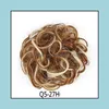 Chignons Chignon Hair Bun Hairpiece Curly Scrunchie Extensions Blonde Brown Black Heat Resistant Synthetic For Women Pieces Drop Del Dh8He