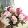 Dekorativa blommor 12head Rose Peony Artificial Silk Small Bouquet Flores Table Display Party Spring Wedding Decoration Fake Flower White