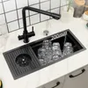 Мини -скрытый черный нано 304 из нержавеющей стали чашка кухонная раковина кухонная раковина маленький размер балкон раковина черная раковина с крышкой