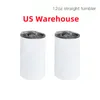 US Warehouse 12oz Straight Sublimationタンブラー密閉された蓋付きの空白のステンレス鋼