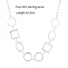 Chains Real 925 Sterling Silver GEO Circles Linked Chain Choker Necklace Women Jewelry Kolye Collare Collier Ketting Bijoux Femme Colar