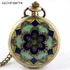 Green Jade Crystal Quartz Big Pocket Watch Necklace Pendant Chain Mens Gift P52318l