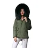 Kvinnors p￤ls snygga kvinnor m￶rkgr￶n parka med faux tjocka varma damer kort jacka h￶sten casual p￤ls