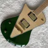 LVYBEST Electric Guitar Custom Green Man Music Flammad Maple Top Lefty