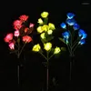 3pcs Solar Garden Lights LED Simulation Rose Outdoor Waterproof With Stakes Landscape Flower Light Decor