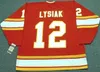 1 Jim Craig 12 Tom Lysiak 9 Jean Ponovost 3 Pat Quinn Atlanta Flames 1980 Vintage Away Hockey Jersey S-3xl
