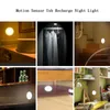 PIR Motion Sensor LED Night Light USB oplaadbaar voor keukenkast Garderobe Lamp Trap Wireless kastlicht