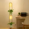 مصابيح نباتات الزخرفة الصينية الحديثة مصباح زهور قماش عاكس الضوء زجاج دراسة حامل مصباح أرضي AC110V-220V 1214