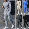 Gym odzież 2pcs/set moda miękki strój swobodny O-Neck Hip Hop Pure Color Pullover Bluza bluza z zestawem odzieży sportowej