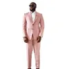 Pink Woolen Men Scuxedos 2 штуки дизайнерские зимние свадебные костюмы для бизнеса для бизнес -формальной одежды