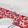 Tapis de Table pour la saint-valentin, ensemble de napperons en dentelle rouge, amour, nappe rectangulaire pour la maison, serviette