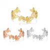 Bracciale rigido placcato oro 18 carati a forma di farfalla irregolare con braccialetti regolabili in acciaio inossidabile cavo a foglia per donna