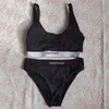 Schwarzer Sport-Bikini-Unterwäsche-Badeanzug mit Buchstaben-Aufdruck, klassische Damen-Bademode, schnell trocknender Badeanzug