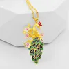 Pendant Necklaces 24K Gold Necklace Colorful Enamel Peacock Cloisonne Long Statement For Women Figaro Chain Jewelry