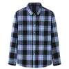 Men's Casual Shirts Men's Oversize Plaid Shirt Husband Button Up Red Men Long Sleeve Classic Vintage Plus Size Clothing Large 8XL Male