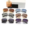Yeni Rimless Güneş Gözlüğü Erkek Moda Gözlük Vintage Yuvarlak Çerçeve Gradient Mavi Ayna Tabancası Gri Sürüş Anti UV Tasarımcı Gözlük