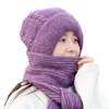 Casquettes de balle hiver femmes filles tricot couleur unie Protection des oreilles coupe-vent casquette écharpe adulte épais chaud garde chapeau Felame mode