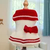 Dog Apparel Pet Dogs Sweater Dress With Bow Checkered Clothes For Small Warm Knitting Sweaters Skirt Dachshund Chihuahua Dresses