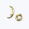 Stud Earrings CMajor Fashion Brass Jewelry Delicate Retro Hammered Irregular Textured Sun Moon Pearl Temperament For Women